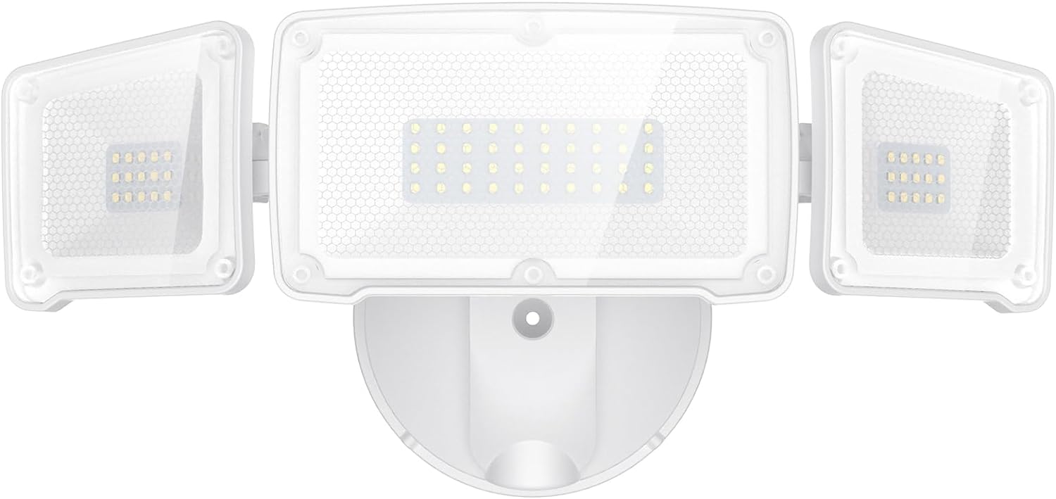 Security Lights Outdoor with Remote, 3 Heads White 35W Square CW AZ