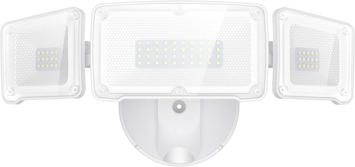 Security Lights Outdoor with Remote, 3 Heads White 35W Square CW AZ