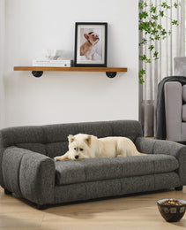 Soft And Comfortable Pet Sofa With Backrest And Armrests, Suitable For Modern Rectangular Pet Sofas For Small And Medium-sized Dogs,-dark Gray