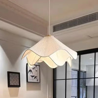 White Fabric Pendant Lamp LED Nordic Minimalist Flower Double-layer Chandelier Bedroom Living Dining Room Decor Pendant Light