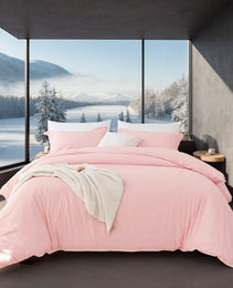 White & Pink Extra Large Duvet Cover Set Crafted From Premium Breathable Microfiber In Bohemian Style. Hotel-grade Minimalist Design Suitable For Bedrooms And Guesthouses. The Perfect Christmas Gift.
