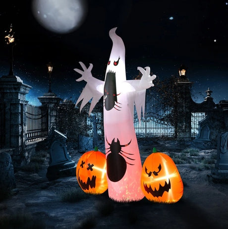 11.8 FT Halloween Inflatables Ghost Spider Pumpkin Outdoor Decorations - CJDS - FC