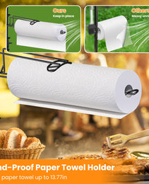 1Pc Griddle Caddy With Paper Towel Holder Hook Baskets BBQ Accessories Storage Rack Vertical Standing BBQ Organizer Grill Utensil Storage Fit For Blackstone Griddle