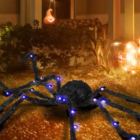 HOMCOM 3.25 Outdoor Halloween Decoration, Light-up Oversized Spider Halloween Prop With Light Up Bendable Legs - CJDS - FC
