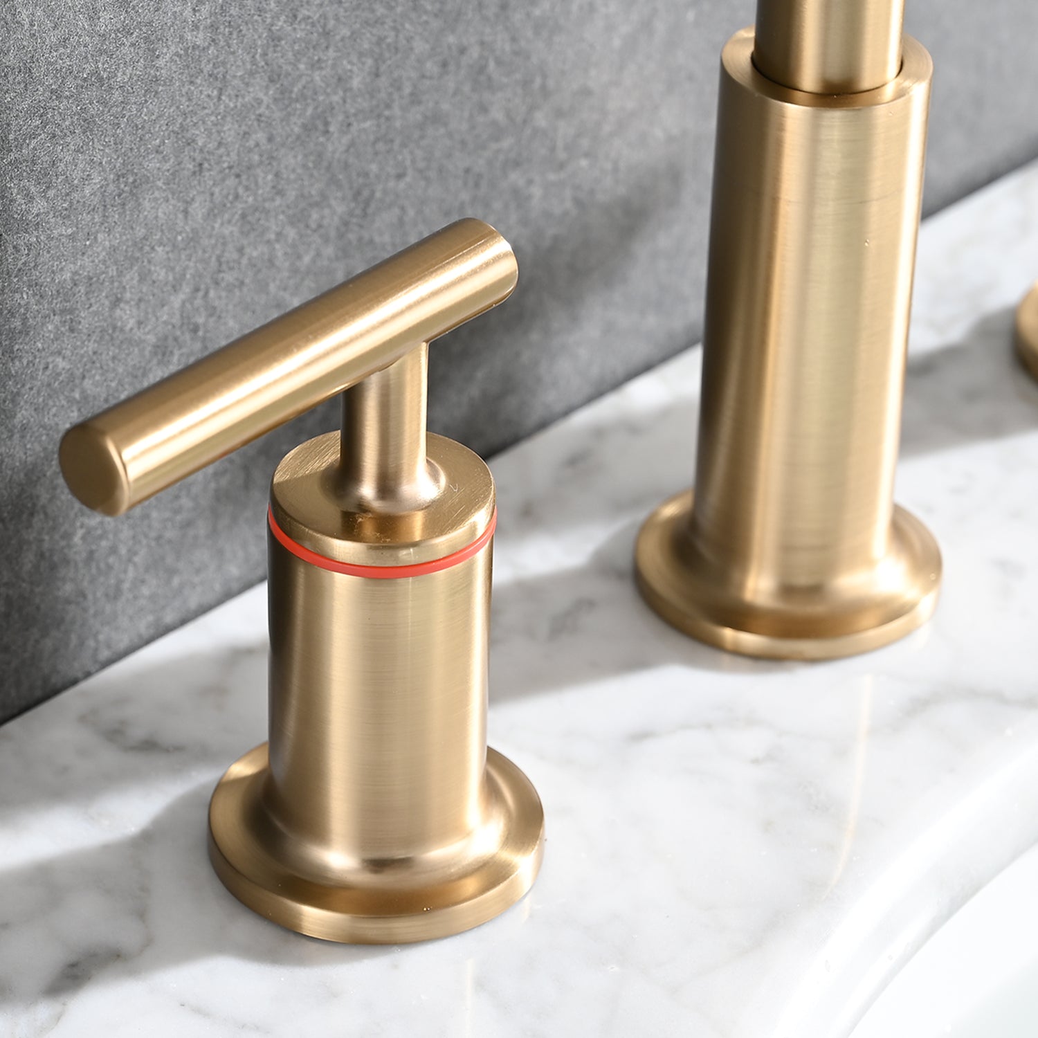 8 In. Widespread Double Handle Bathroom Faucet With Up Drain In Brushed Gold