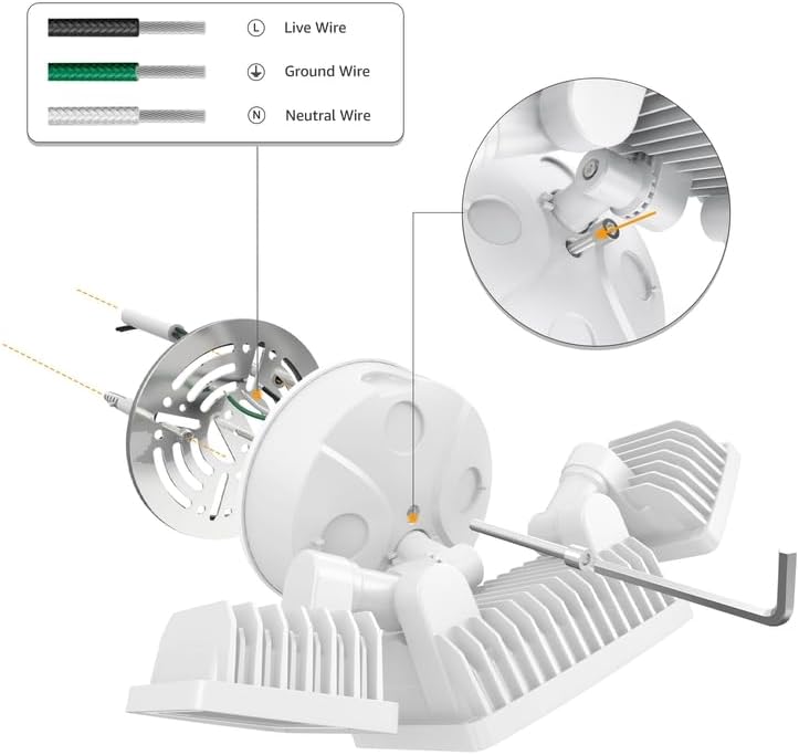 Security Light 3 Heads White 60w 6500K AZ
