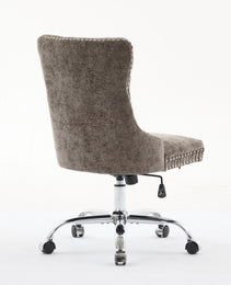 A&A Furniture Office Chair,Modern Chenille Upholstered Tufted Button Home Office Chair With Chrome Metal Base,Adjustable Desk Chair Swivel Office Chair Gray