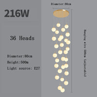 Stairs Modern Nordic LED Glass Chandelier Loft Duplex Living Room Lamp Hotel Lobby Long Chandelier Home Decorative Lighting