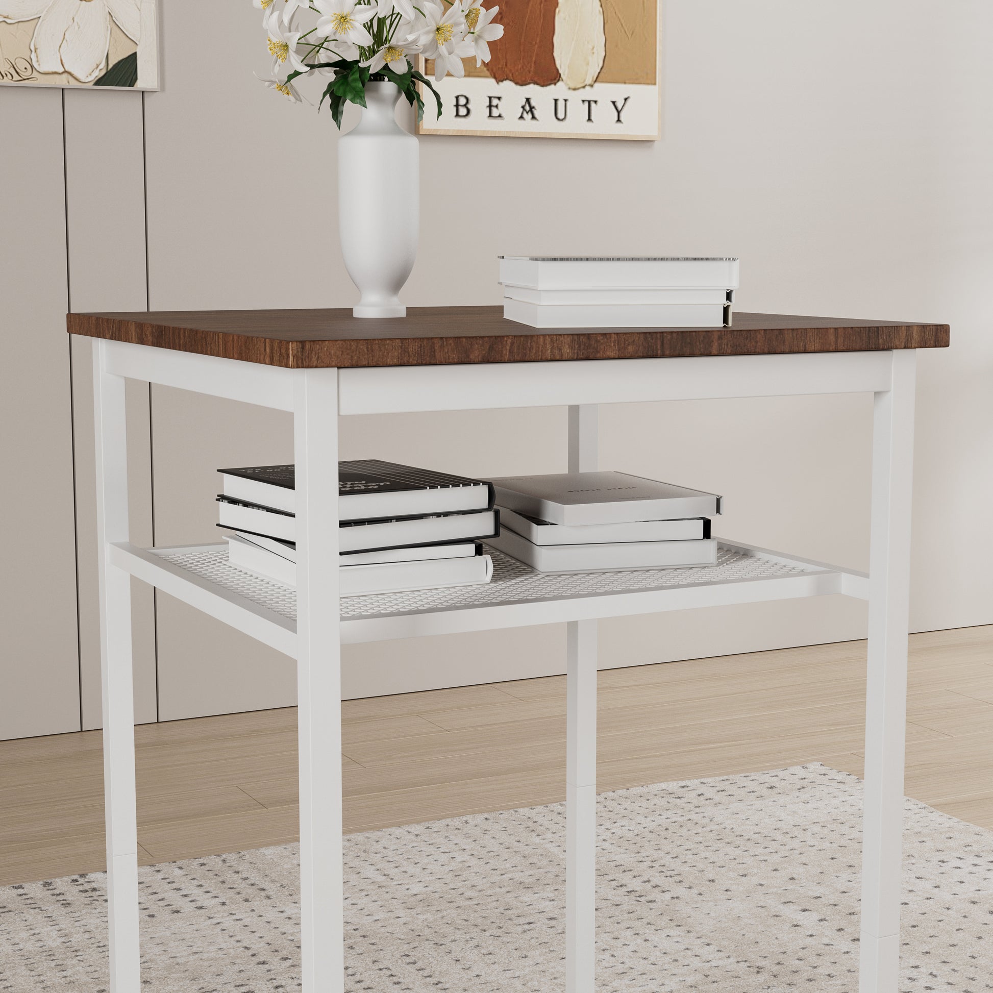 Bar Table, Equipped With 2 Bar Stools , With Backrest And Partition