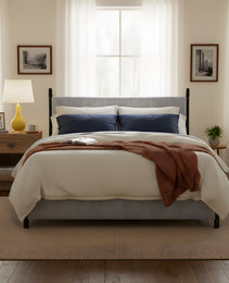 48-inch Striped Rubberwood Upholstered Bed,King