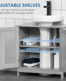 Under Sink Pedestal Storage Bathroom Cabinet, Gray