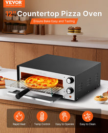 12" Commercial Electric Pizza Oven – 1450W Countertop Baker with Dual Heating & Precision Control