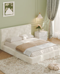 AirFrame Queen Frameless Bed Surround, 8.7  Cloud Upholstered Sponge Cushion, Easy Assembly Excluding Bed Frame, Off-white.