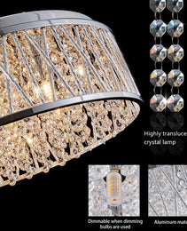 Modern Crystal Chandelier 19 Inches Aluminum Iron Round Ceiling Light Flush Mount Ceiling Light Fixture For Kitchen Island Dinning Bedrooms And Hallway   Bulb Not Included