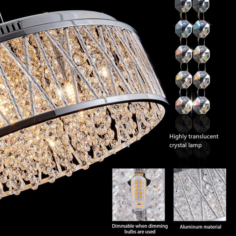 Modern Crystal Chandelier 19 Inches Aluminum Iron Round Ceiling Light Flush Mount Ceiling Light Fixture For Kitchen Island Dinning Bedrooms And Hallway   Bulb Not Included