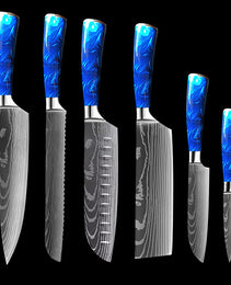 8-inch Chef Knife with Blue Resin Handle