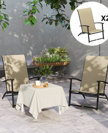 Set of 2 Outdoor Dining Chairs with High Back, Armrests, Folding Patio Chairs for Patio, Lawn, Camping, Beige