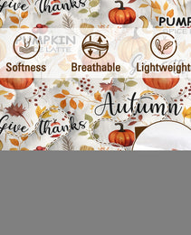 Pumpkin Autumn Leaves Print Quilt Set -1 Quilt, 2 Shams