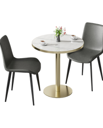 Round Modern Dinning Table 31.5 Inches Bistro Table Tulip Table With Faux Marble Top,Easy Assemble,Sturdy Metal Frame Diameter
