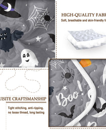 3pcs Halloween Pumpkin Set Comforter Set For Girls Boys Women, Soft Lightweight Halloween Bedding Set 1 Coverlet And 2 Pillowcases