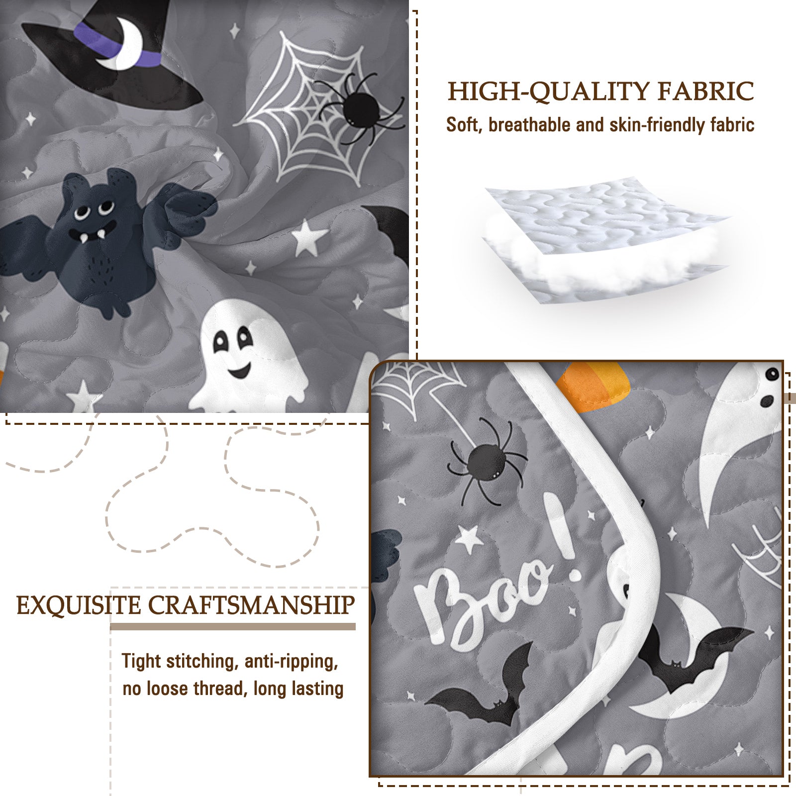 3pcs Halloween Pumpkin Set Comforter Set For Girls Boys Women, Soft Lightweight Halloween Bedding Set 1 Coverlet And 2 Pillowcases