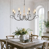 Vintage Orb Oil Rubble Black Chandelier for Dining Room