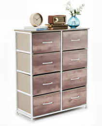 Tall Dresser Fabric Storage Tower ,Wooden Top For Kid Room, Closet, Entryway, Nursery