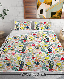 Floral Quilt 3 Pieces Microfiber Quilt Sets Lightweight Bedspreads Botanical Coverlets Quilt Bedding Set All Season Quilts