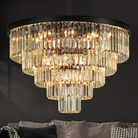 Black Crystal Chandeliers for Dining Room，4-Lights D12 Inch