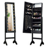 Mirrored Standing Jewelry Armoire Cabinet With LED Lights - CJDS