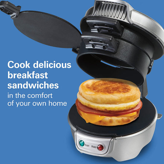 3-in-1 Compact Breakfast Station – 600W Hamburger Maker, Sandwich Press & Fried Egg Toaster