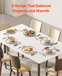 18 PCS Dinnerware Set Ceramic Plates And Bowls Sets Service For 6 White