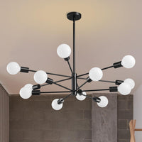 Modern Chandeliers for Dining Room, Black and Gold Chandelier Ceiling Light Fixture 6-Light Sputnik Chandeliers Mid Century Chandeliers for Living Room,Kitchen Island,Bedroom,Foyer