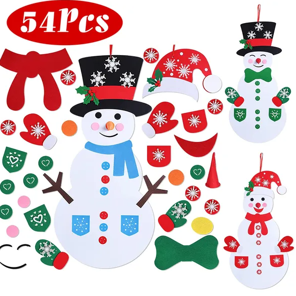 DIY felt Christmas snowman hanging decoration set