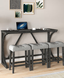 Bar Table Set With Power Outlet, Bar Table And Chairs Set, 4 Piece Dining Table Set, Industrial Breakfast Table Set, For Living Room, Dining Room, Game Room