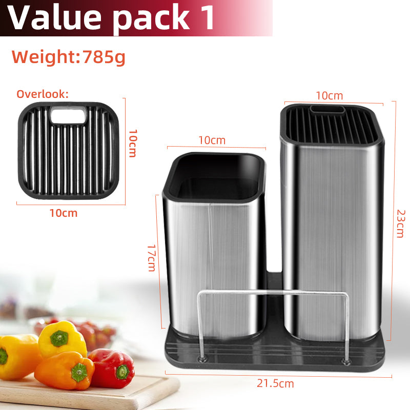 Stainless Steel Knife Holder with Drainable Design – Chopping Board & Knife Storage Rack