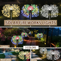 Outdoor Solar Fireworks Lights Led Waterproof Solar Garden Light Decor Fairy Starburst Stake Lights for Yard Patio Pathways Lawn