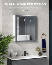 Bathroom Mirror Cabinet, Wall Mounted Medicine Cabinet with Mirror, Double Doors and Adjustable Shelves, White