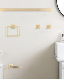 5 Piece SUS304 Bathroom Set Towel Bar  Ring  Hooks  TP Holder  Brushed Finish