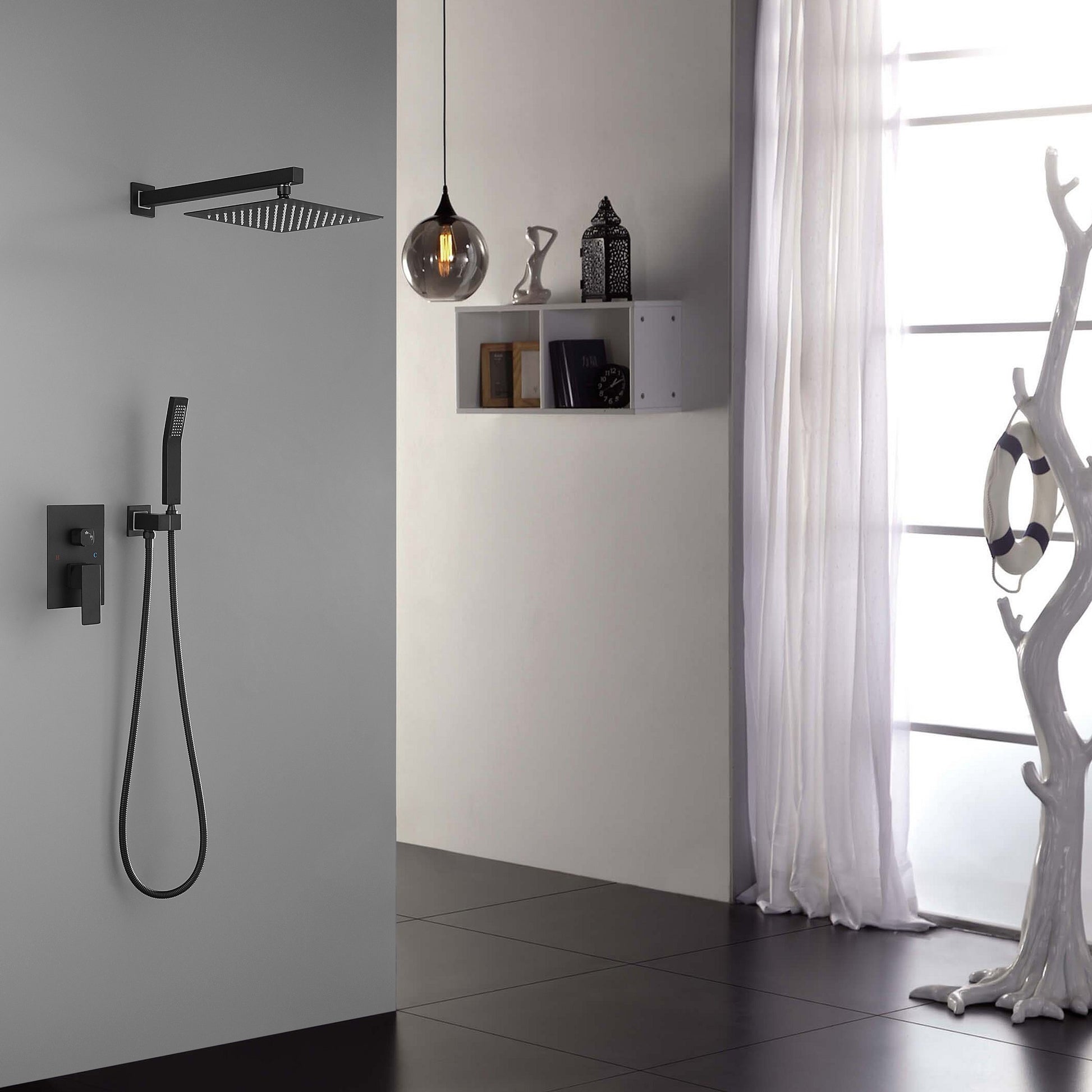 10 Inch Shower Head Bathroom Luxury Rain Shower Complete Combo Set Wall Mounted