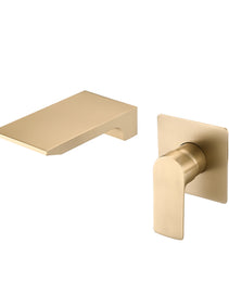 Wall Mount Waterfall Bathtub Faucet With Easy Single Handle Control, Durable Brushed Gold Finish, Modern Design