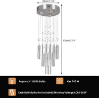 11.8 in Small Crystal Chandelier, 33.5 in High Ceiling Light