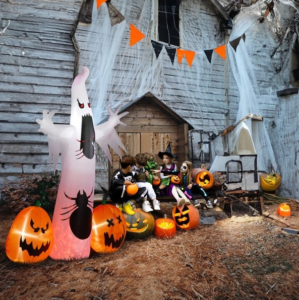 11.8 FT Halloween Inflatables Ghost Spider Pumpkin Outdoor Decorations - CJDS - FC