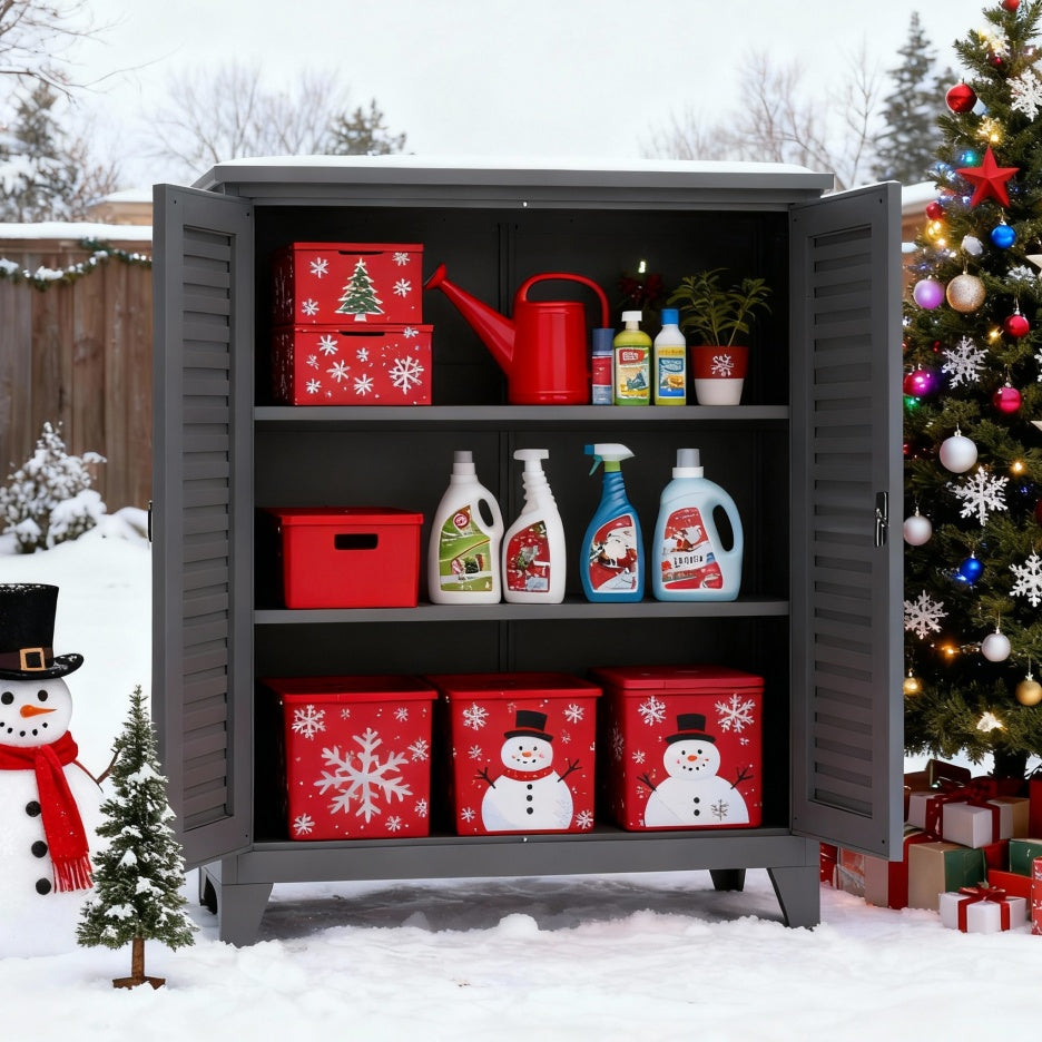 47'' Tall Metal Tool Storage Cabinet, With Ample Storage Space For Garage,Warehouse,Garden,Office, Living Room,Bathroom,Utility Room Slate