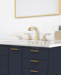 2-Handle Bathroom Sink Faucet With Drain, Brushed Gold