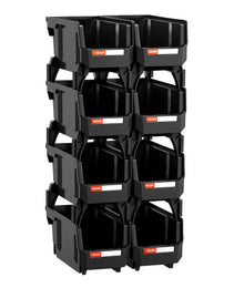 Plastic Stackable Storage Bins, 10.9 X 5.5 X 5.1 Inch (8 Pack), Plastic Containers For Organizing And Storage Bins For Closet, Garage, Small Parts, Office Supplies And Other Accessories, Black