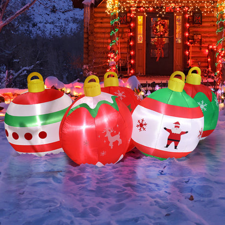 6.9ft, Five Christmas Balls, Five LED Lights, Bundle Pocket, Christmas Inflatable Decoration - CJDS - CC