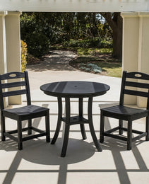 Black 3-Piece HDPE Outdoor Patio Bistro Set With Round Table And 2 Chairs