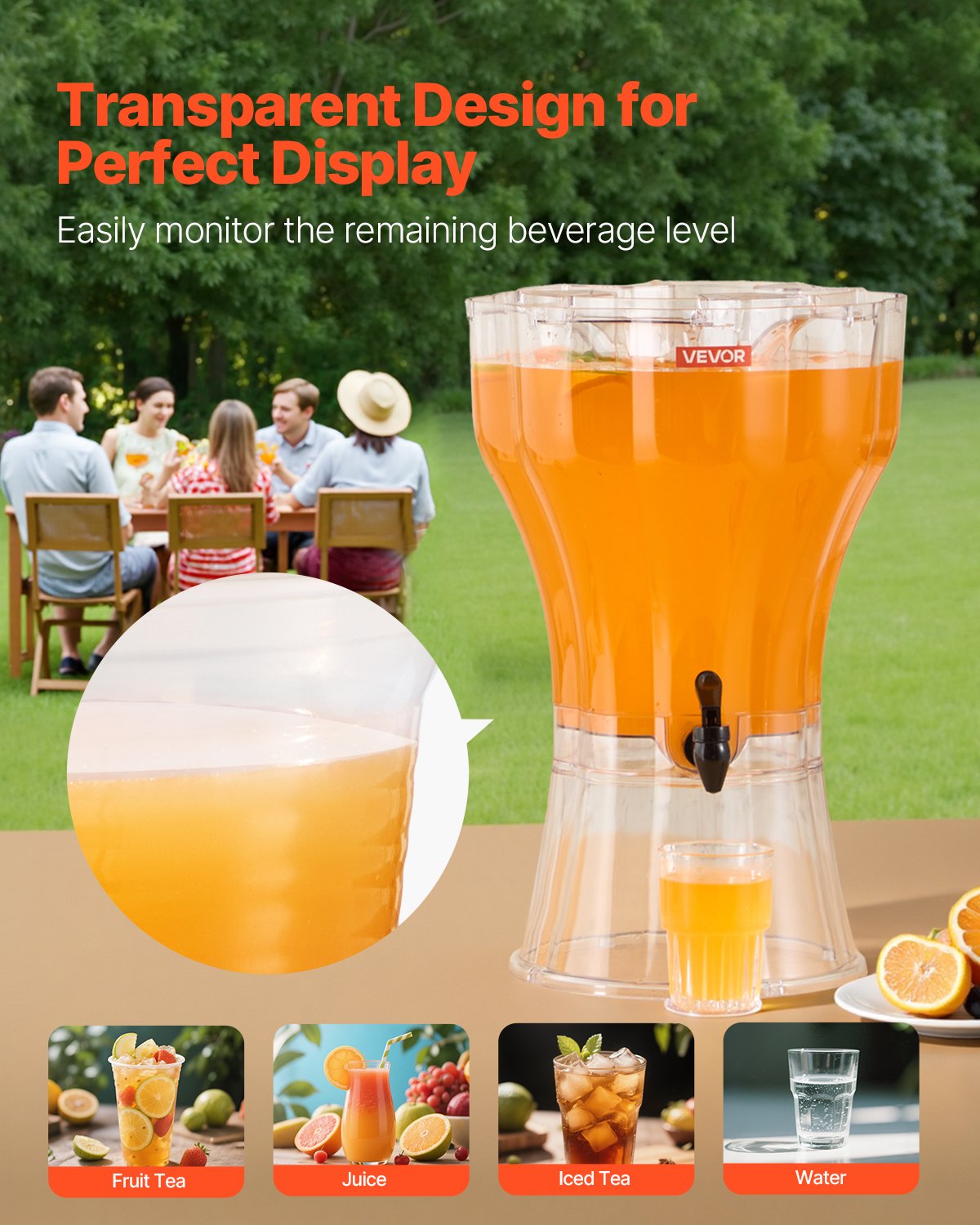 Drink Dispenser 3.4 Gal Beverage Dispenser For Parties Plastic With Spigot