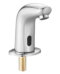 Touchless Bathroom Sink Faucet, Automatic Motion Sensor Restroom Toilet Faucet Cold Water With Hole Cover Plate, Battery Operated For 9/16 In Pipe Commercial Lavatory,Chrome Plated Silver G112M